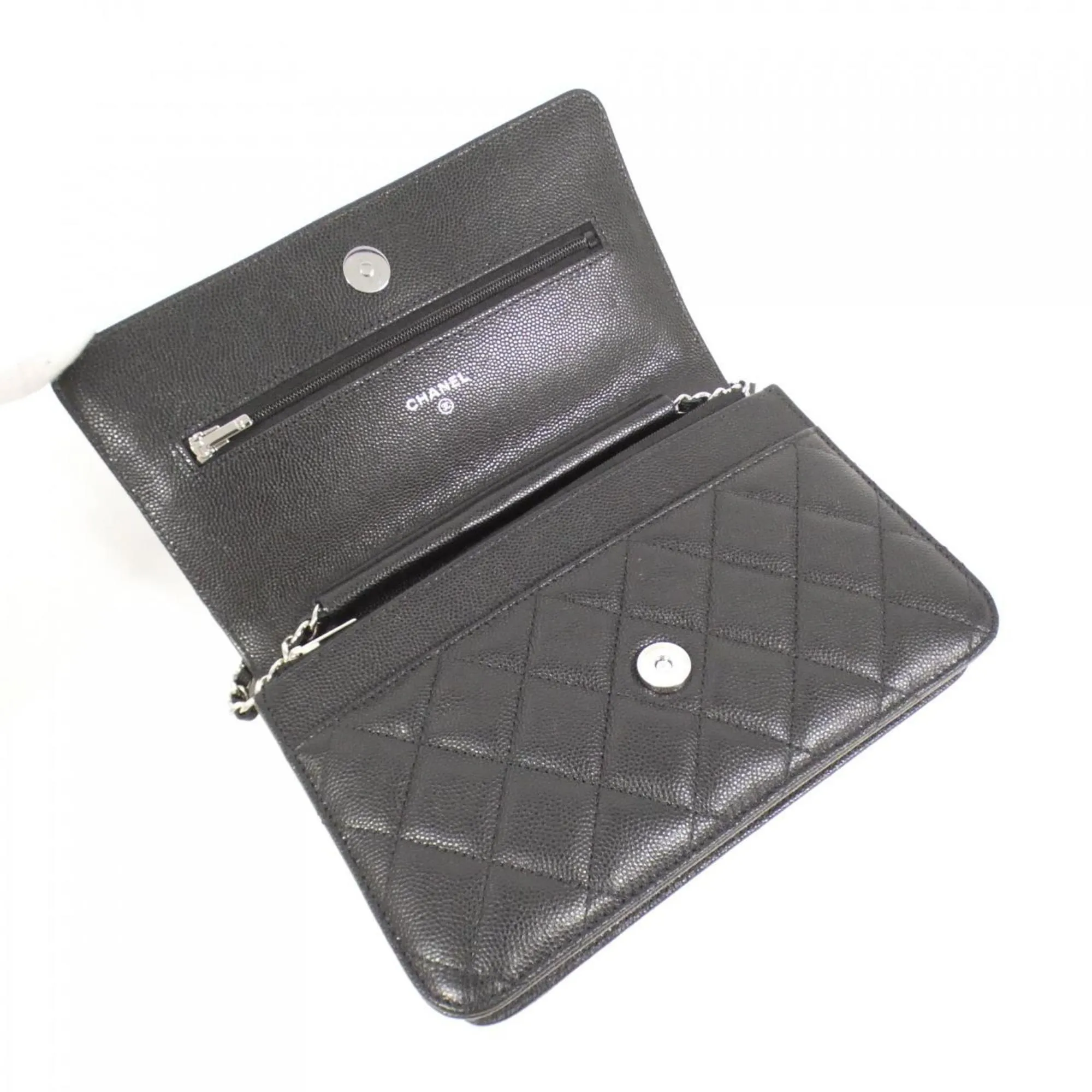 Chanel Grained Calfskin Chain/Shoulder Wallet (Pre-Owned)