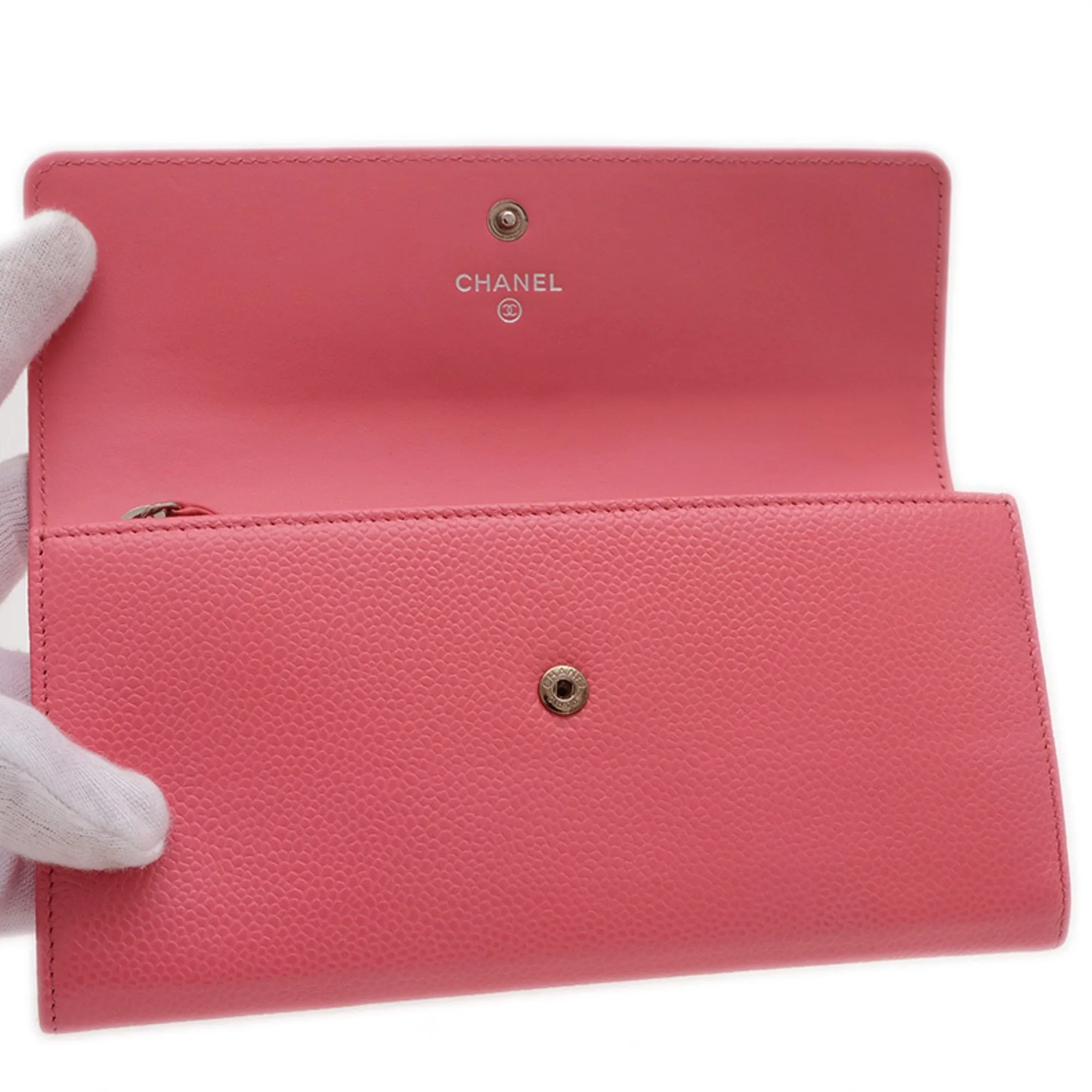 Chanel Grained Calfskin Long Wallet (Bi-Fold) (Pre-Owned)