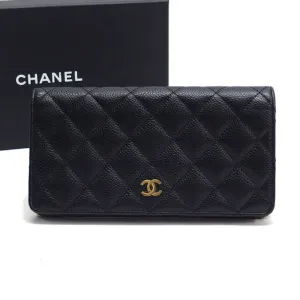 Chanel Grained Calfskin Long Wallet (Bi-Fold) (Pre-Owned)