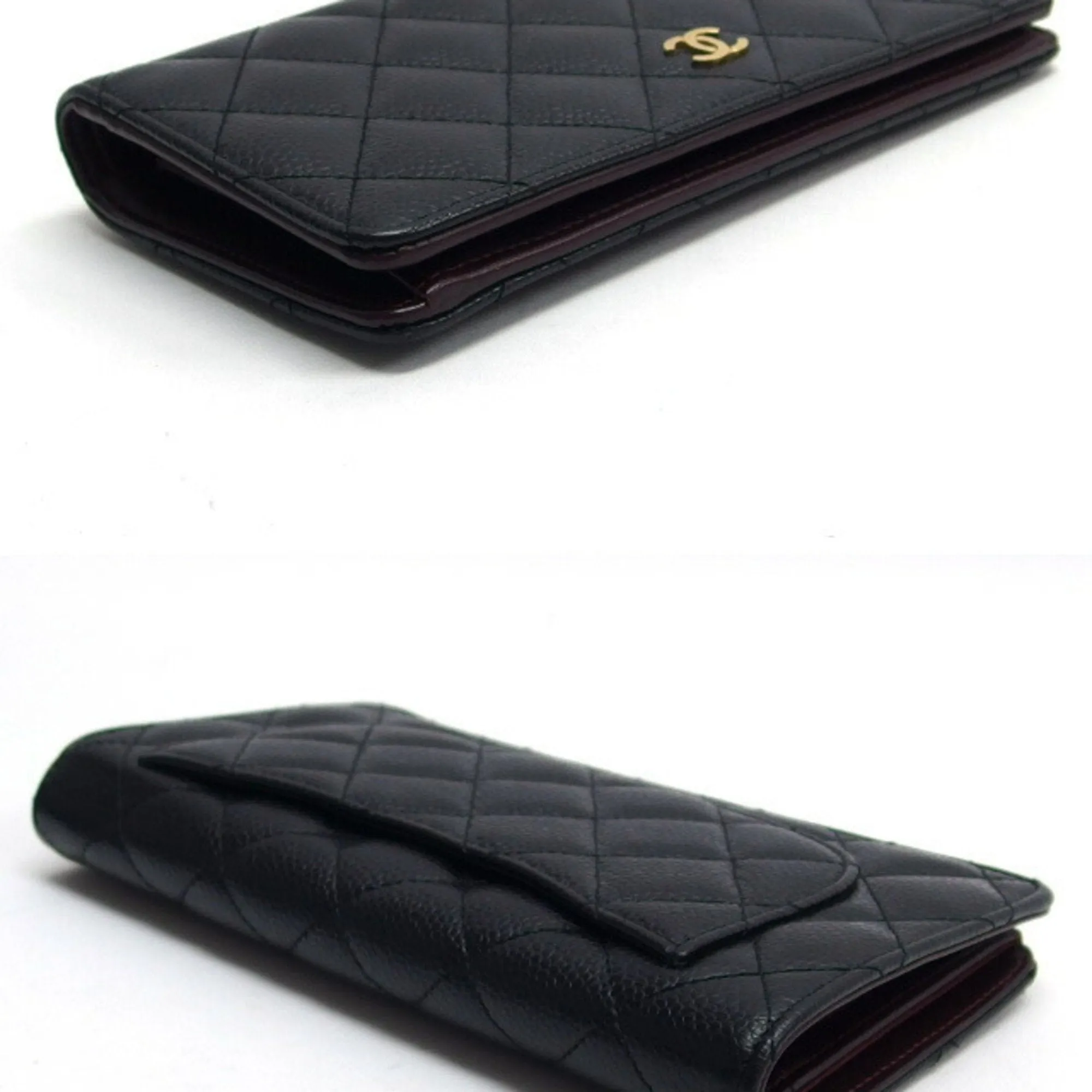 Chanel Grained Calfskin Long Wallet (Bi-Fold) (Pre-Owned)