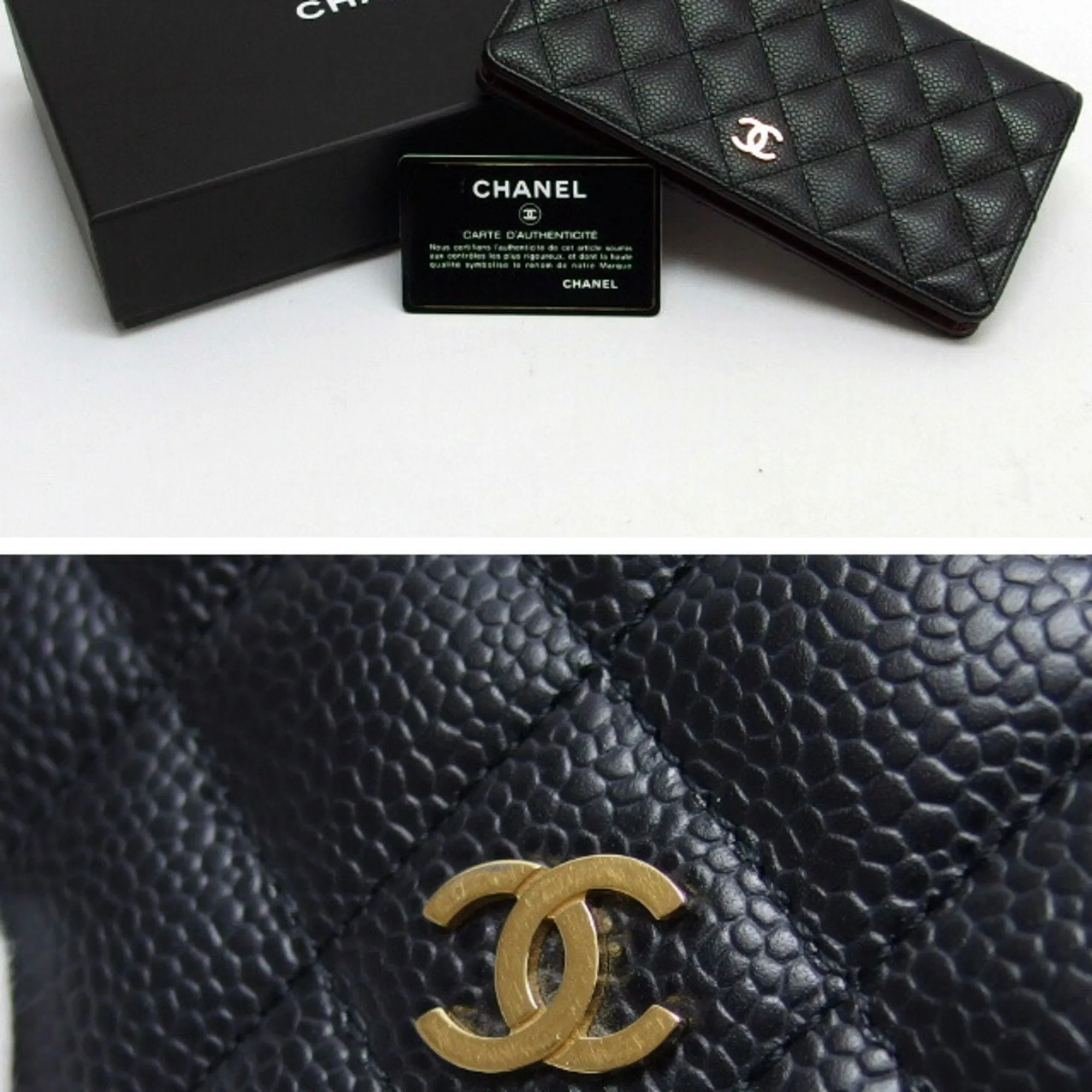 Chanel Grained Calfskin Long Wallet (Bi-Fold) (Pre-Owned)