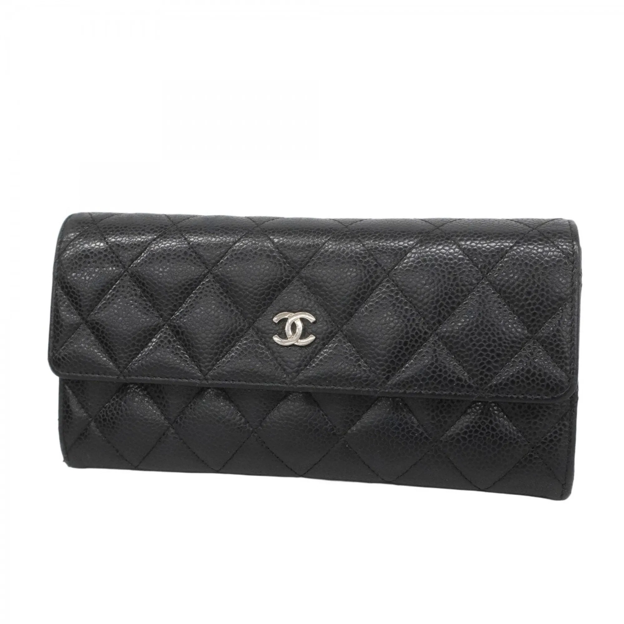 Chanel Grained Calfskin Long Wallet (Bi-Fold) (Pre-Owned)