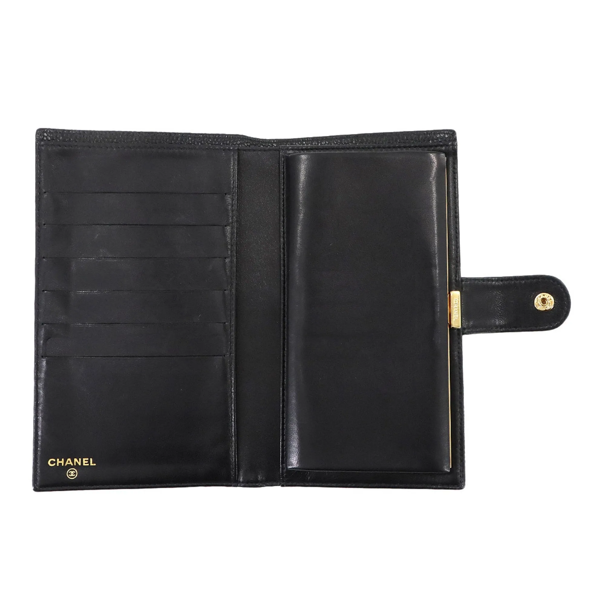 Chanel Grained Calfskin Long Wallet (Bi-Fold) (Pre-Owned)