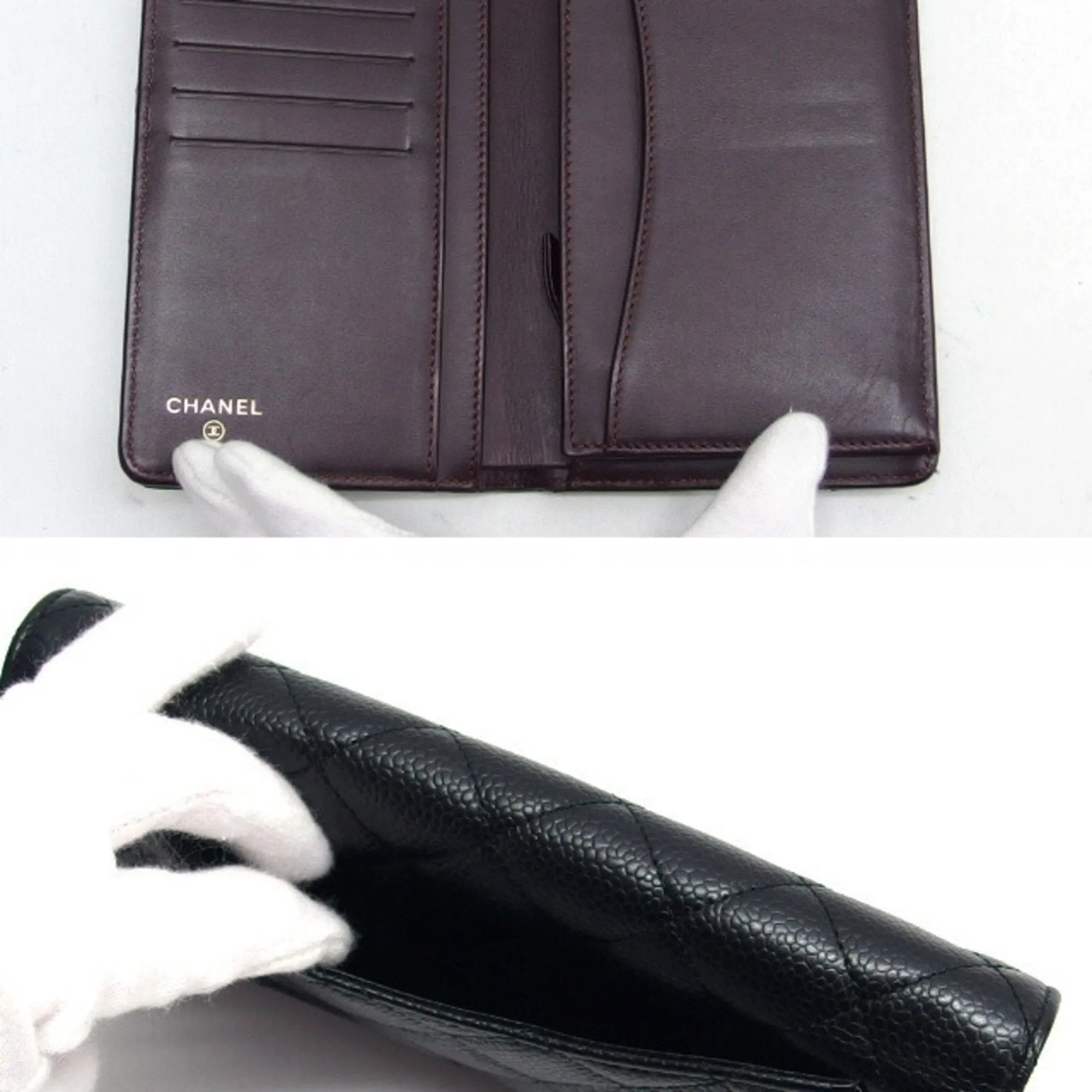 Chanel Grained Calfskin Long Wallet (Bi-Fold) (Pre-Owned)