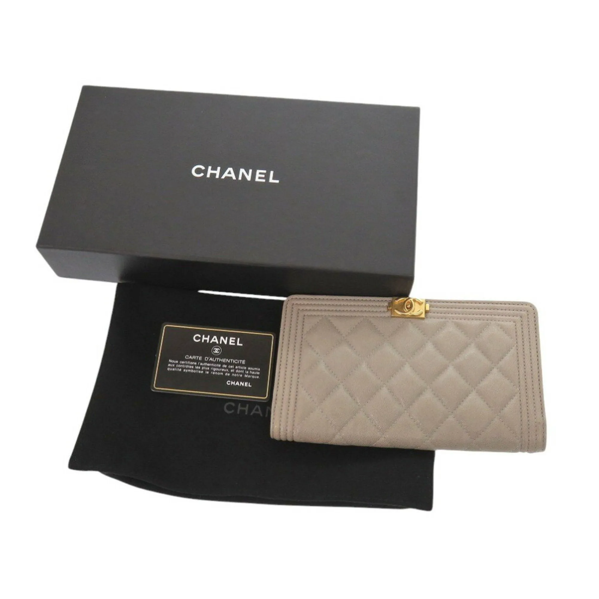 Chanel Grained Calfskin Long Wallet (Bi-Fold) (Pre-Owned)
