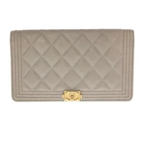 Chanel Grained Calfskin Long Wallet (Bi-Fold) (Pre-Owned)