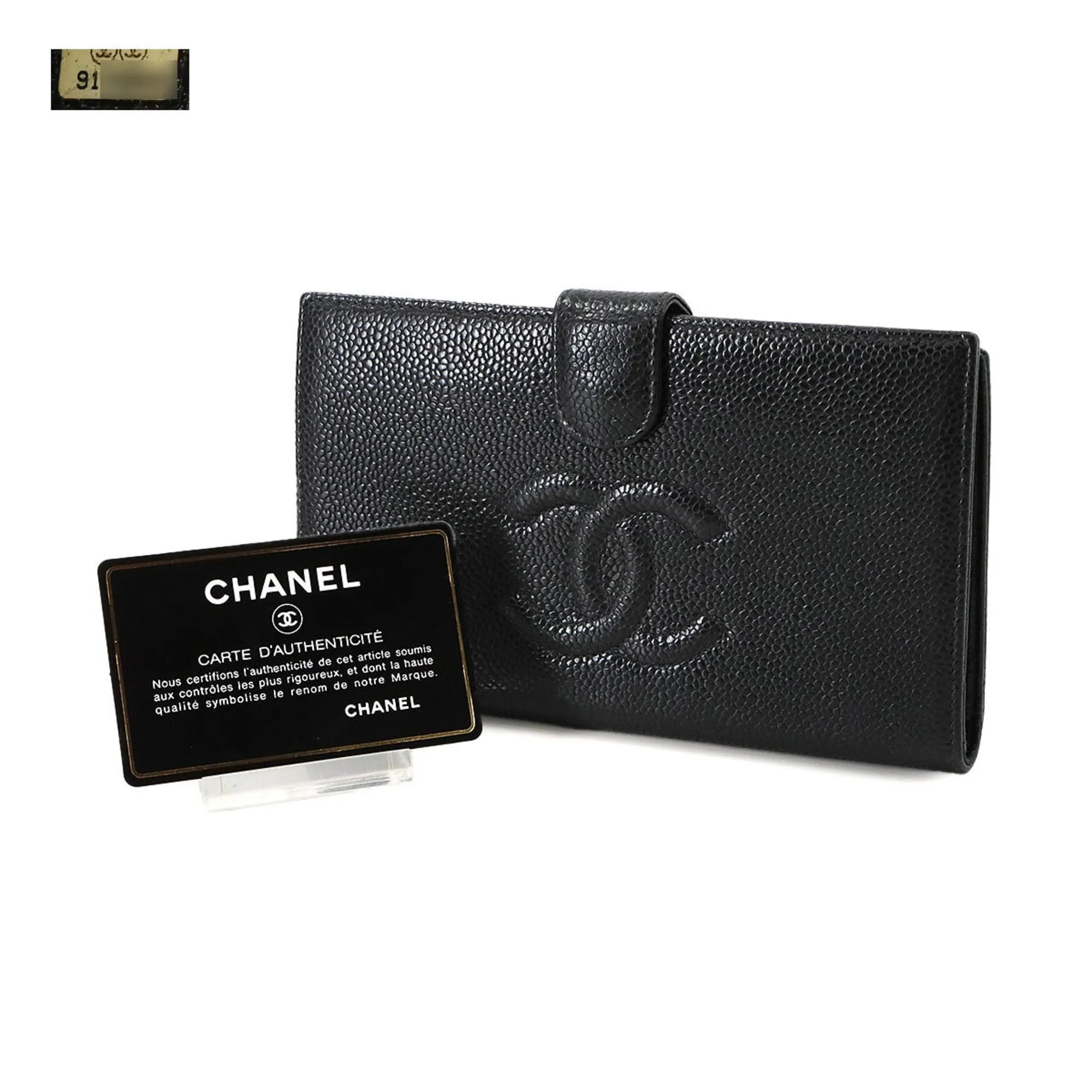 Chanel Grained Calfskin Long Wallet (Bi-Fold) (Pre-Owned)