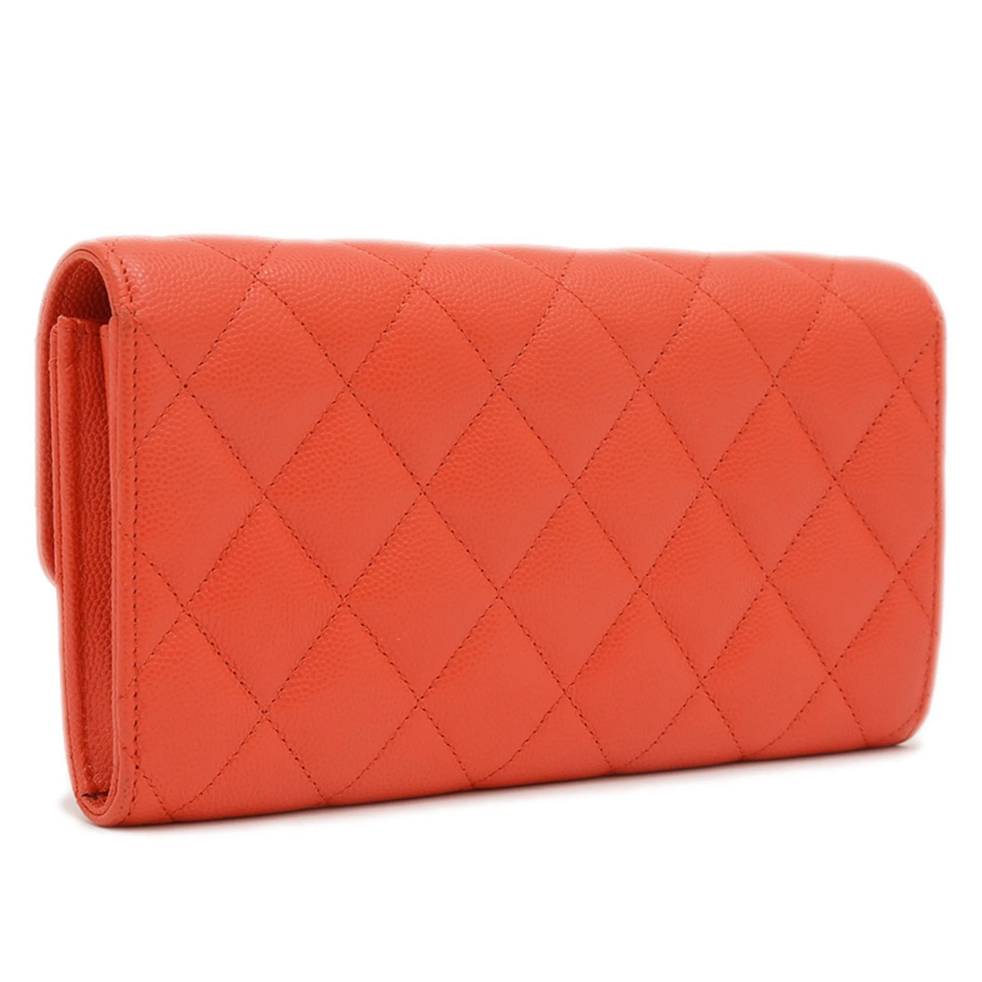Chanel Grained Calfskin Long Wallet (Tri-Fold) (Pre-Owned)