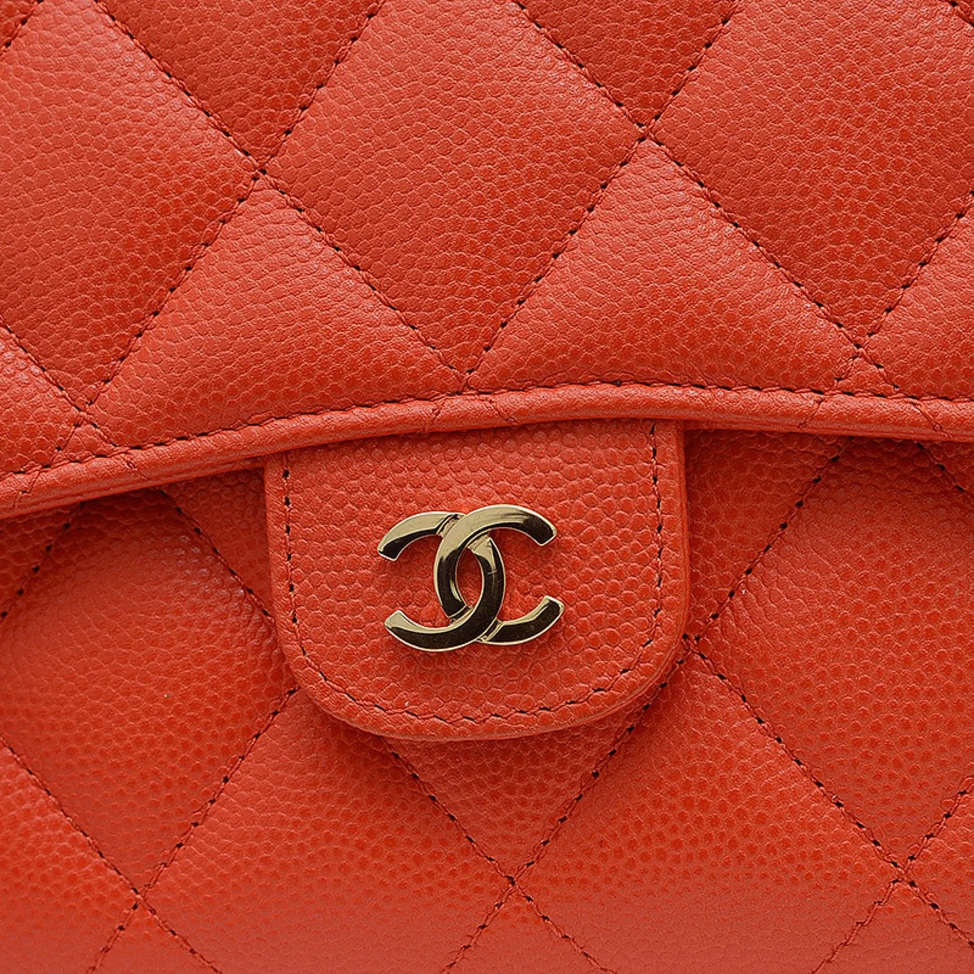 Chanel Grained Calfskin Long Wallet (Tri-Fold) (Pre-Owned)