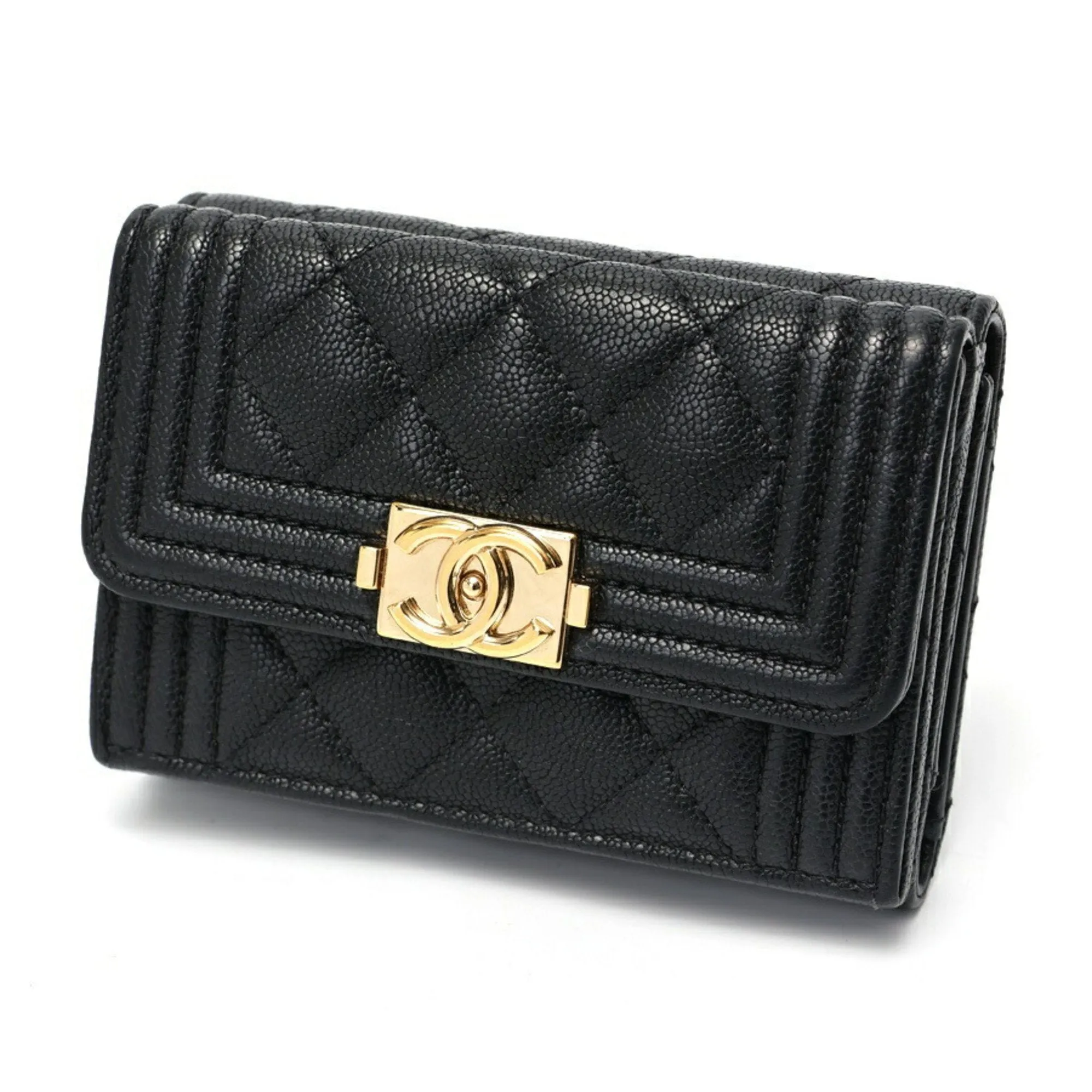 Chanel Grained Calfskin Wallet (Tri-Fold) (Pre-Owned)