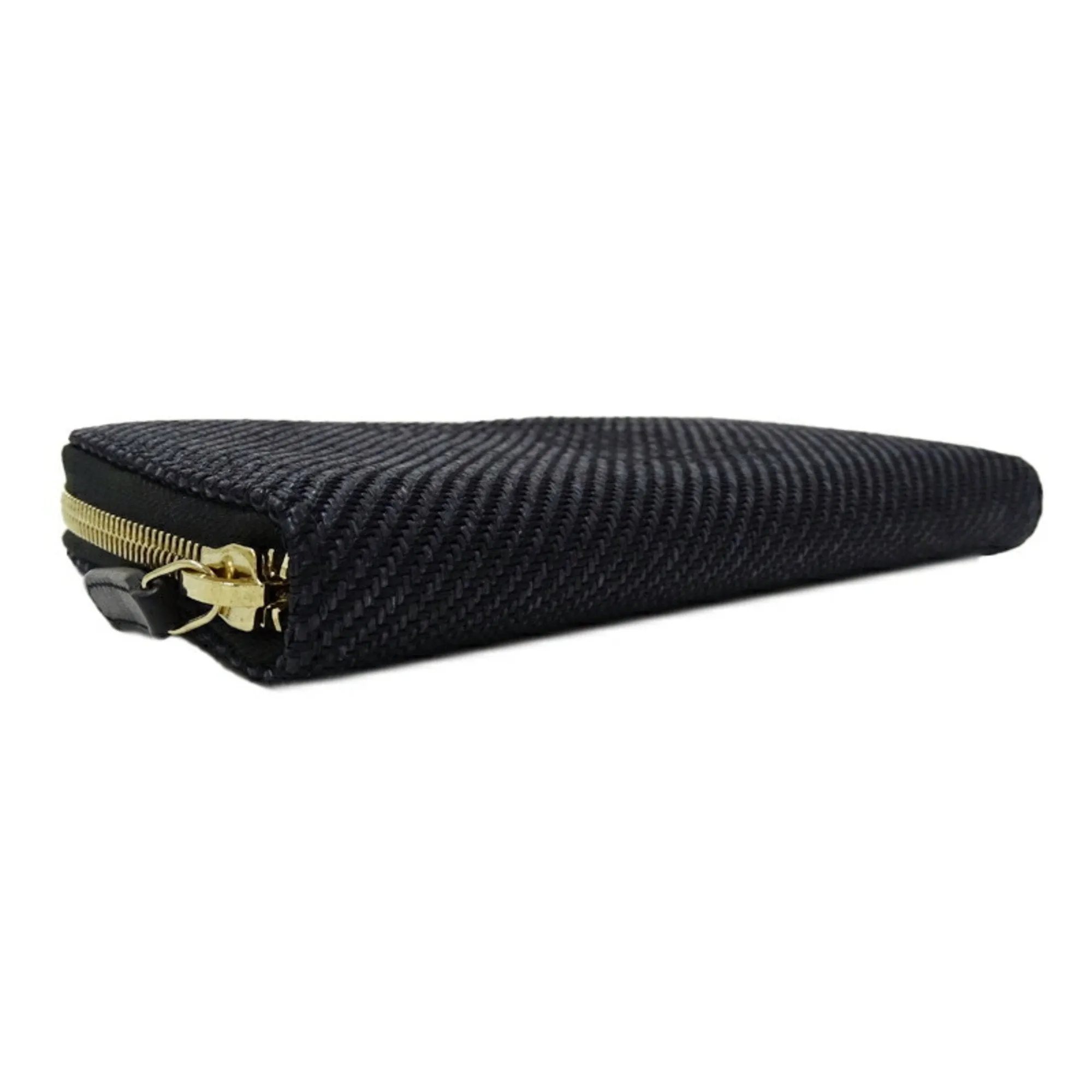 Chanel Navy Straw Long Wallet (Bi-Fold) (Pre-Owned)