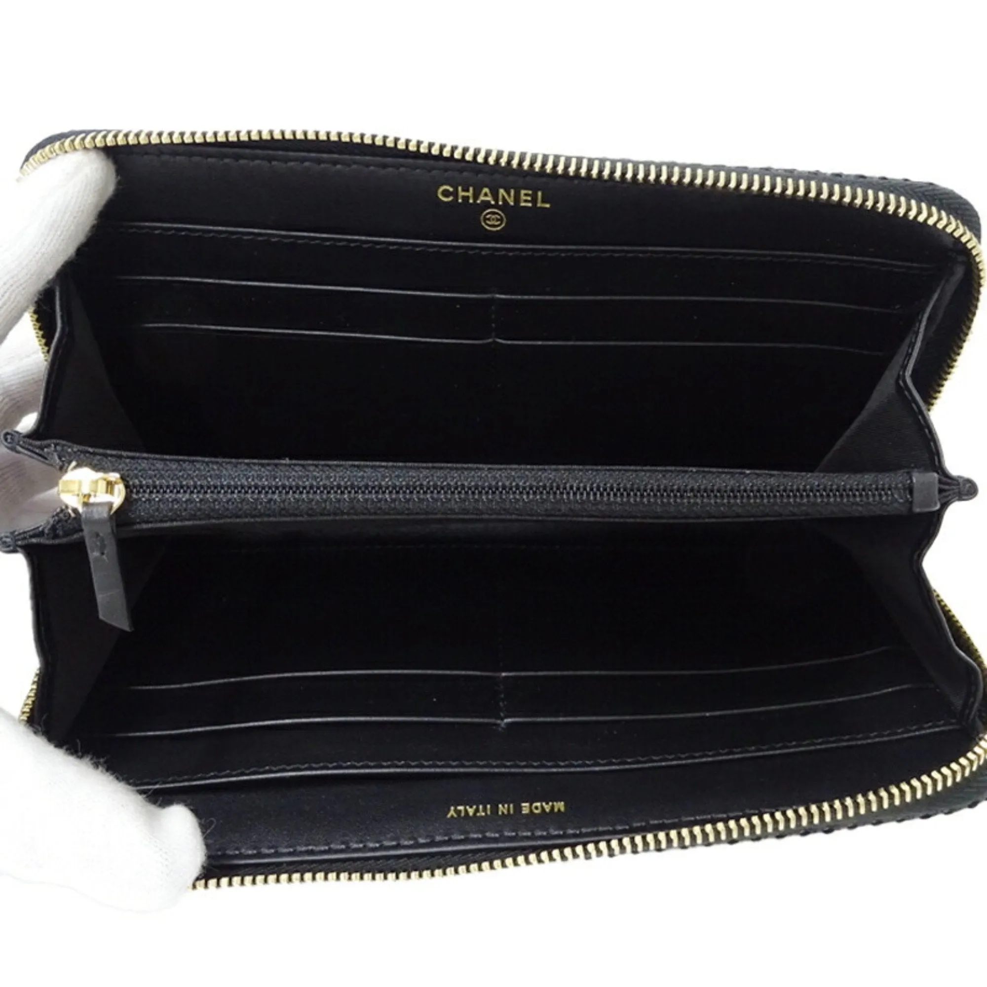 Chanel Navy Straw Long Wallet (Bi-Fold) (Pre-Owned)