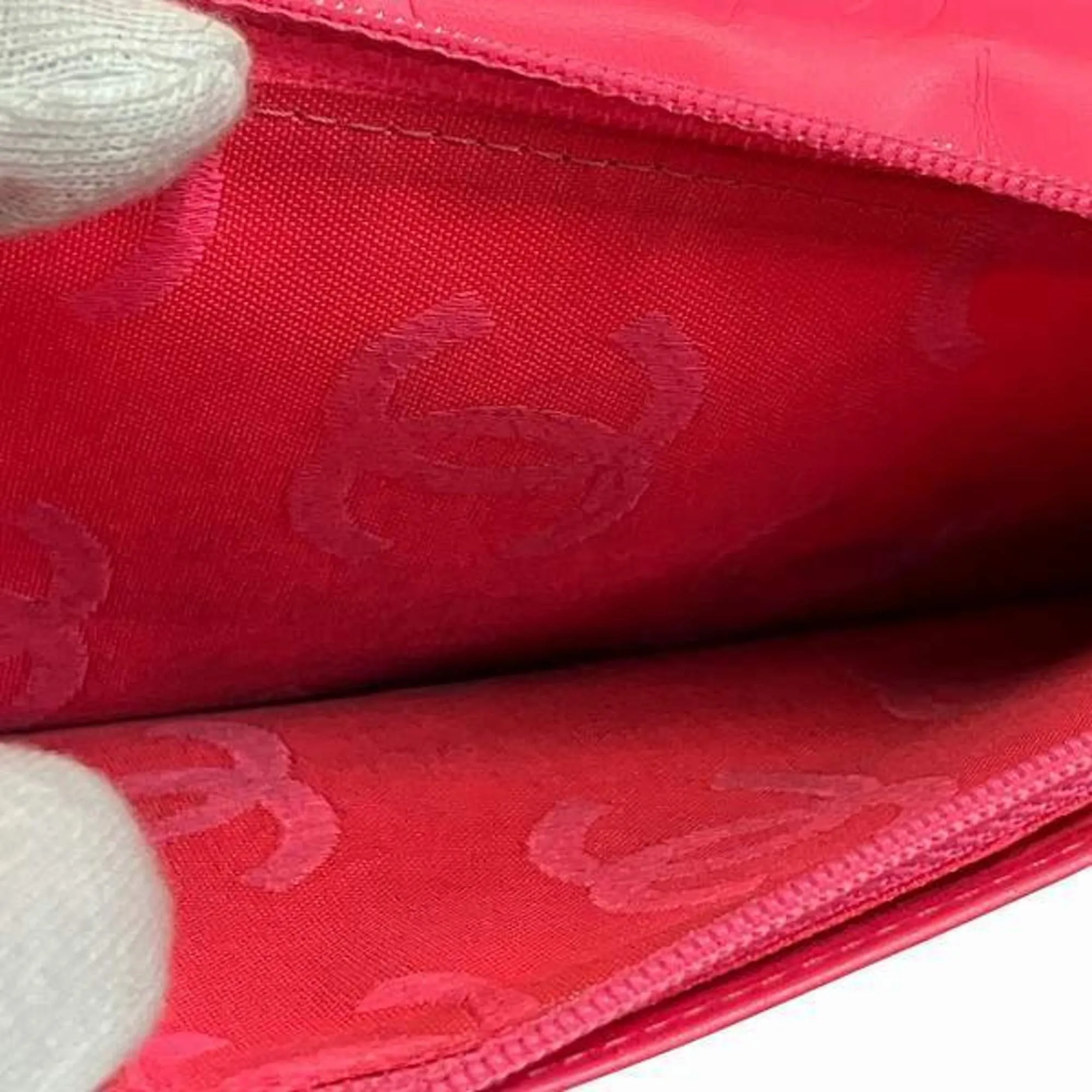 Chanel pink Leather Long Wallet (Bi-Fold) (Pre-Owned)