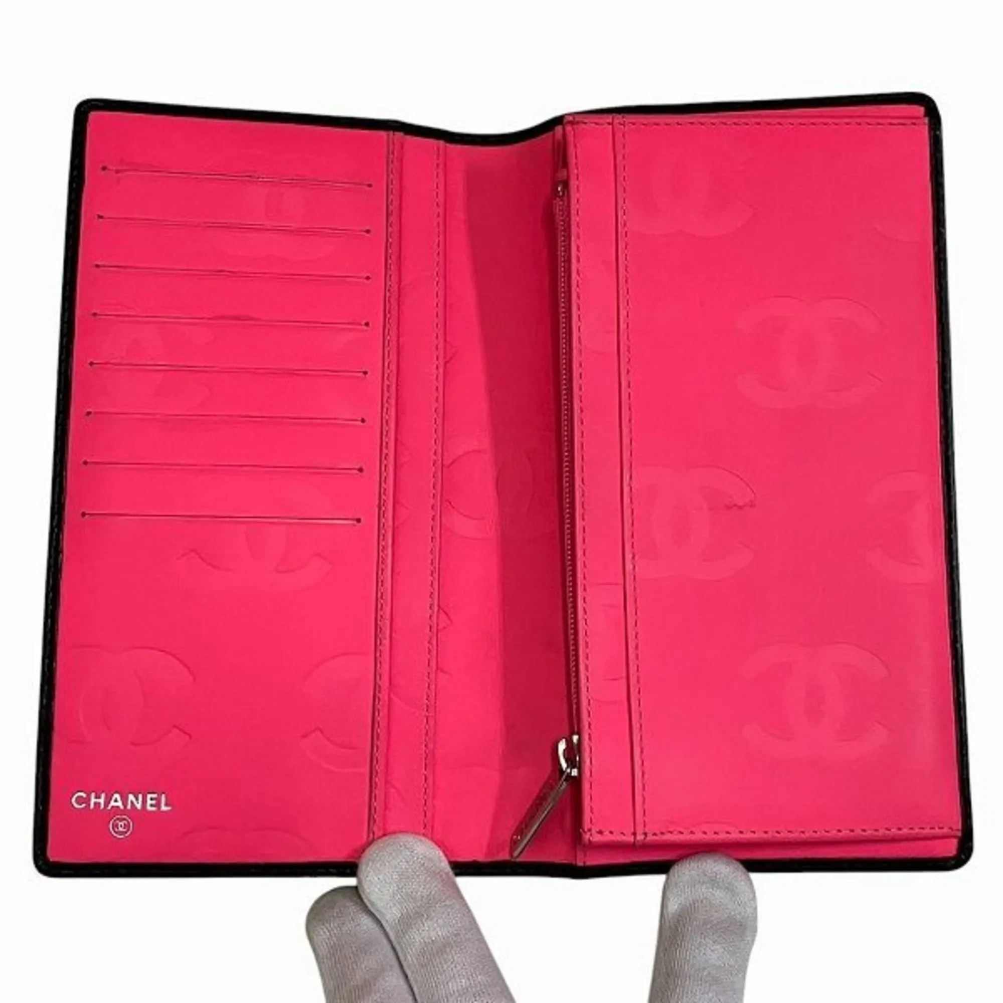 Chanel pink Leather Long Wallet (Bi-Fold) (Pre-Owned)