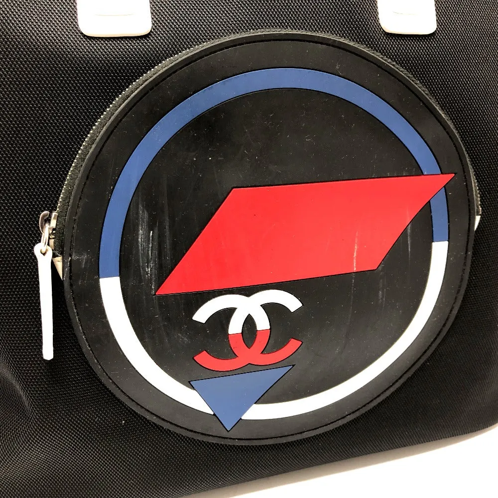 CHANEL Shoulder Bag canvas black Airline CC COCO Mark