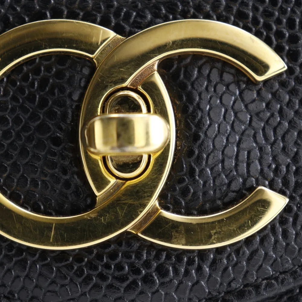 CHANEL Shoulder Bag Caviar skin black Chain tote Women Used