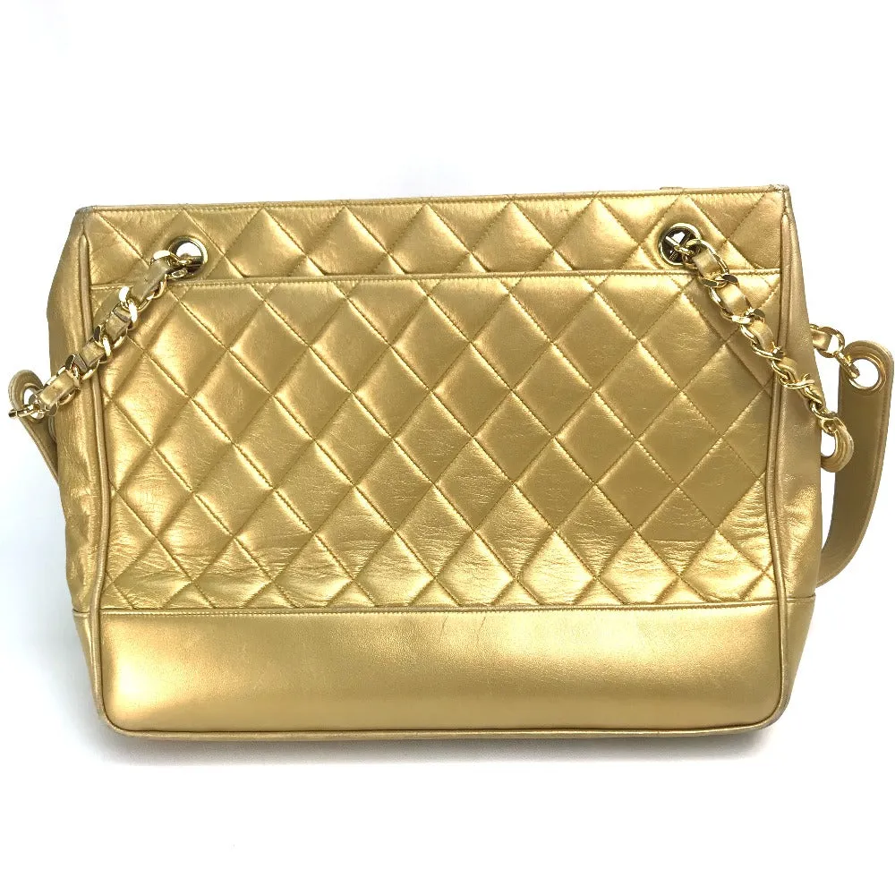 CHANEL Shoulder Bag lambskin Gold x Gold Metal Coco ball Matrasse Women Used