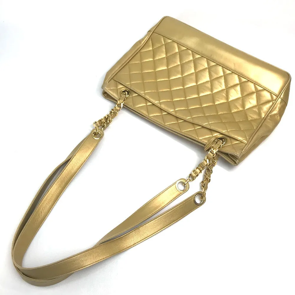 CHANEL Shoulder Bag lambskin Gold x Gold Metal Coco ball Matrasse Women Used