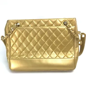 CHANEL Shoulder Bag lambskin Gold x Gold Metal Coco ball Matrasse Women Used