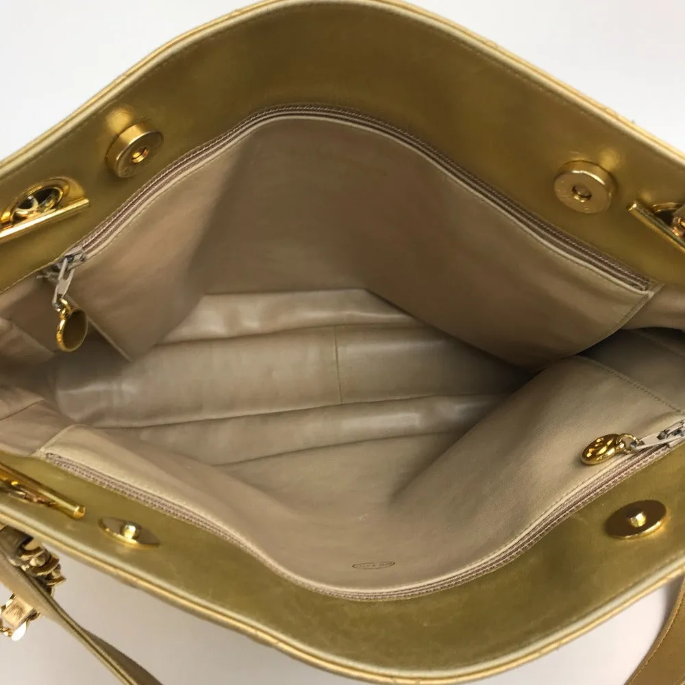 CHANEL Shoulder Bag lambskin Gold x Gold Metal Coco ball Matrasse Women Used