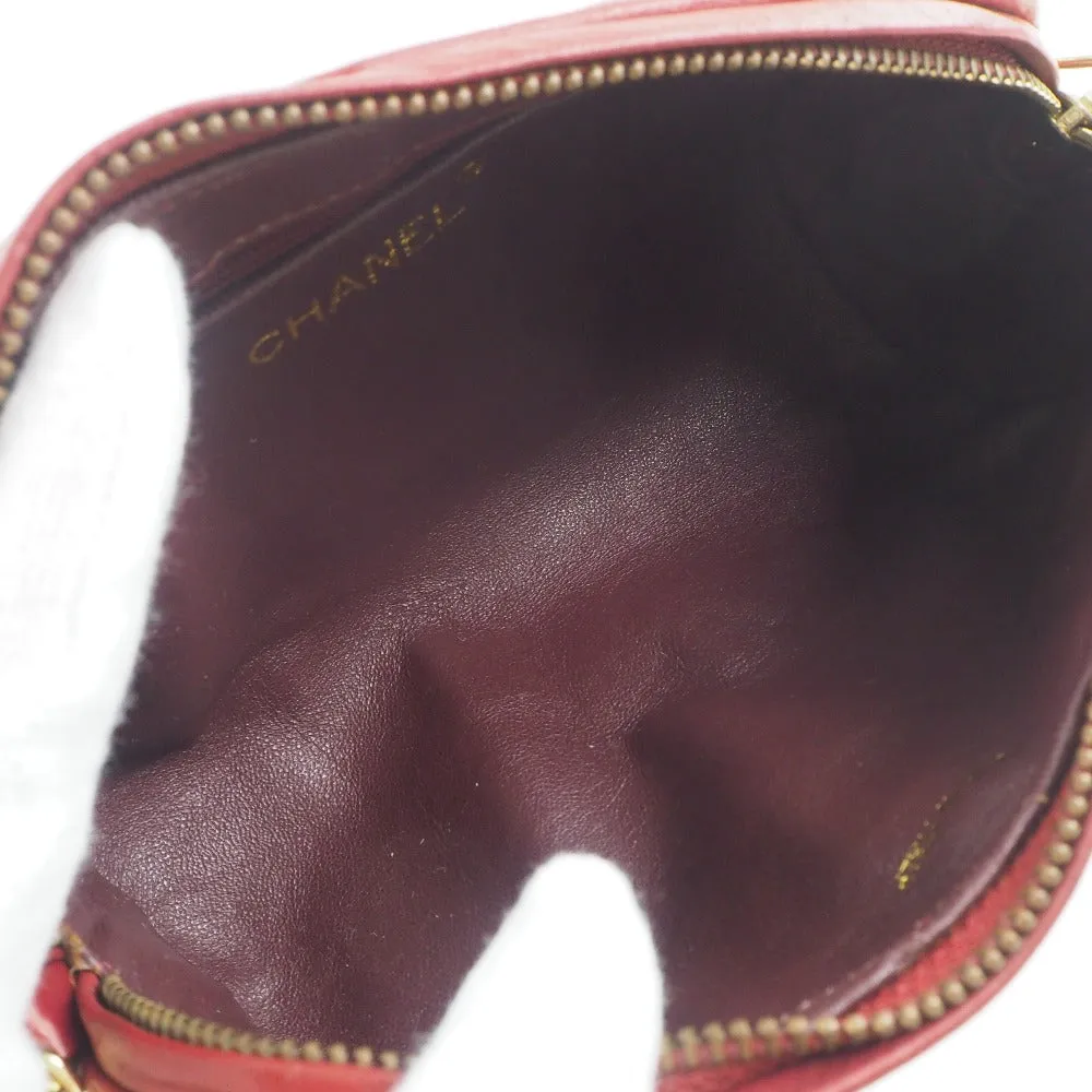 CHANEL Shoulder Bag lambskin Red Matrasse Fringe ChainShoulder Women Used