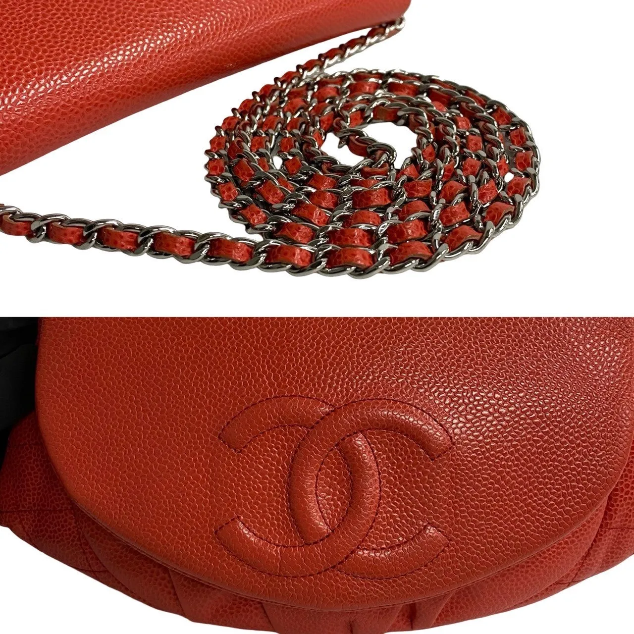 CHANEL Shoulder Bag Matt caviar skin Red Matrasse