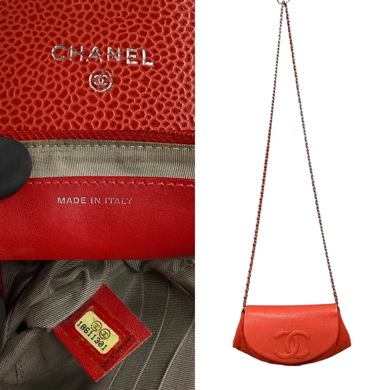 CHANEL Shoulder Bag Matt caviar skin Red Matrasse