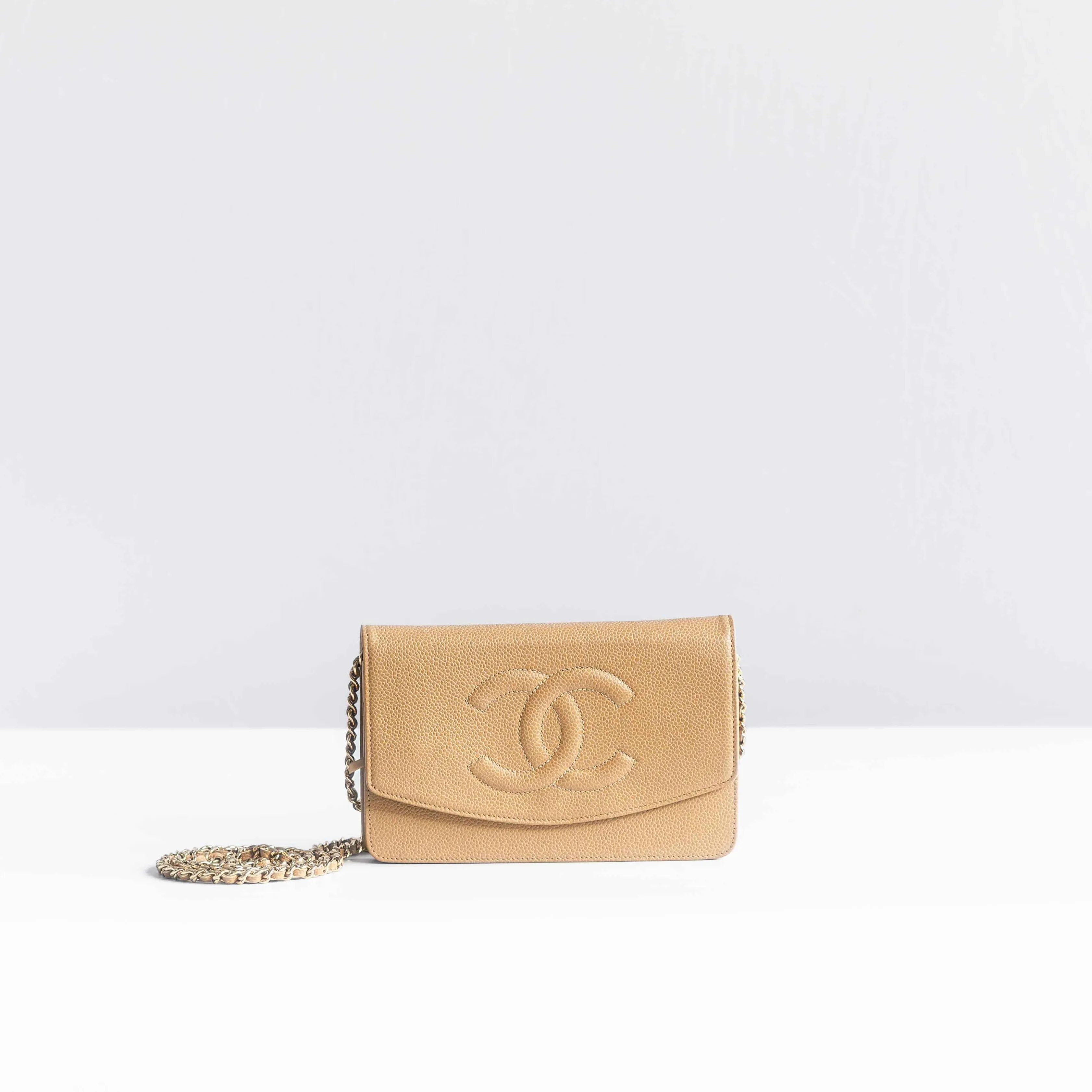 CHANEL - WALLET ON CHAIN BAG BEIGE CAVIAR LEATHER