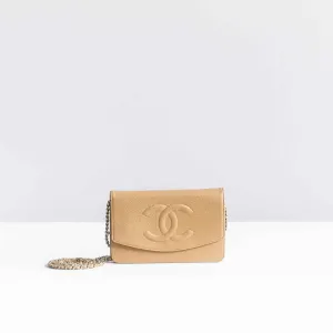 CHANEL - WALLET ON CHAIN BAG BEIGE CAVIAR LEATHER