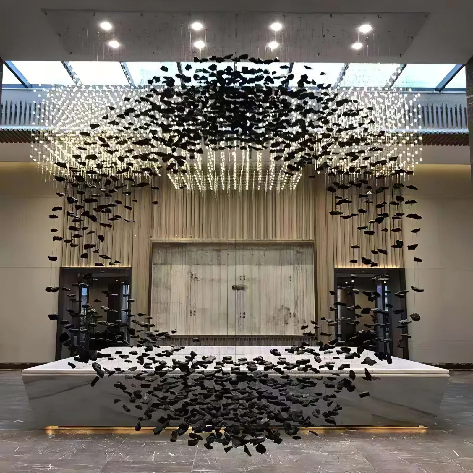 Charcoal Cascade Pixel Chandelier