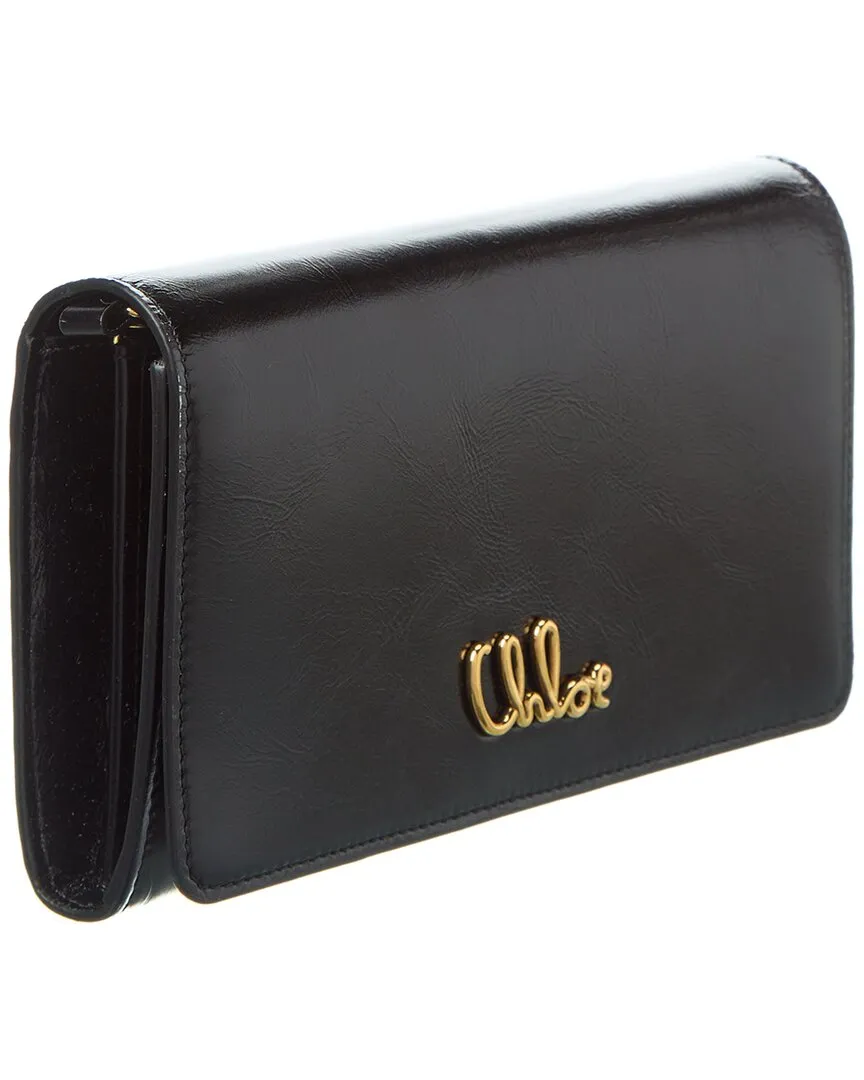 Chlo Flap Leather Wallet On Chain