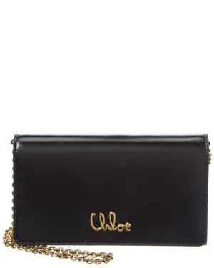 Chlo Flap Leather Wallet On Chain