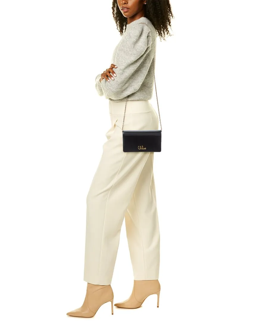 Chlo Flap Leather Wallet On Chain