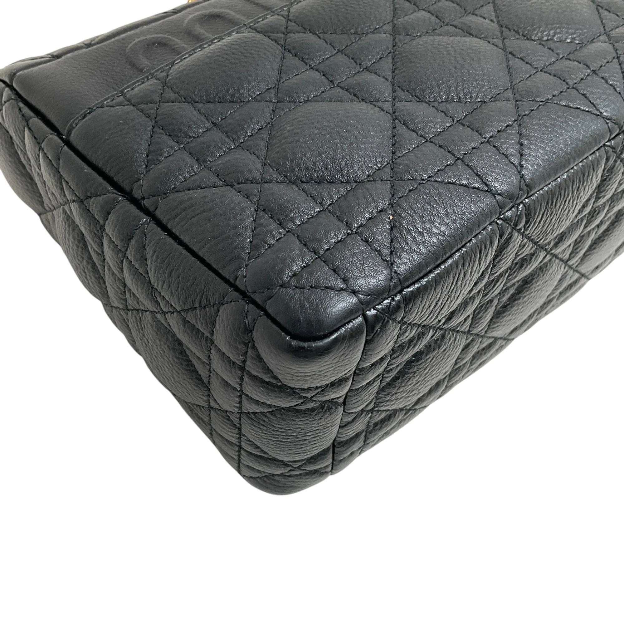 Christian Dior Black Calfskin Cannage Medium Caro Bag