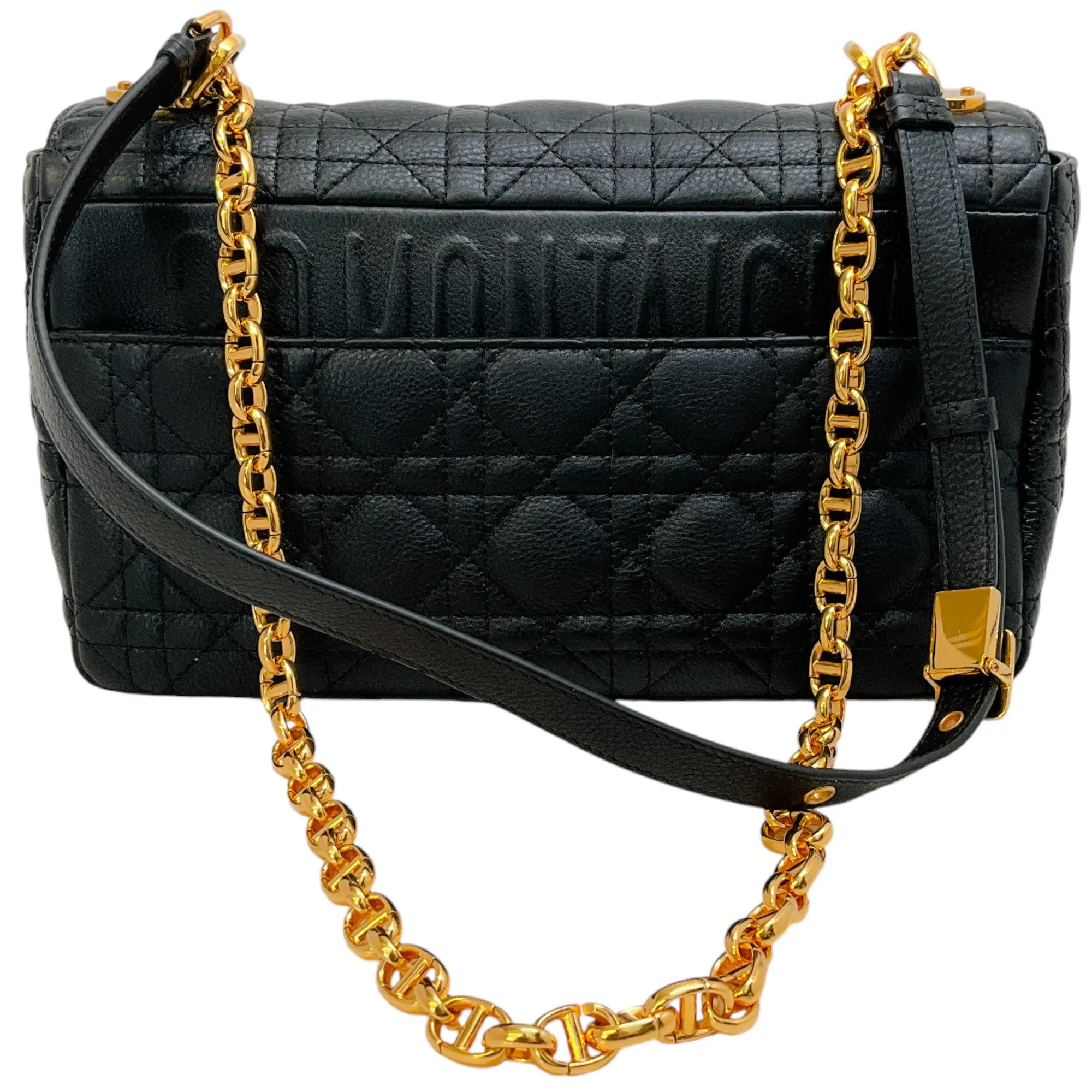Christian Dior Black Calfskin Cannage Medium Caro Bag