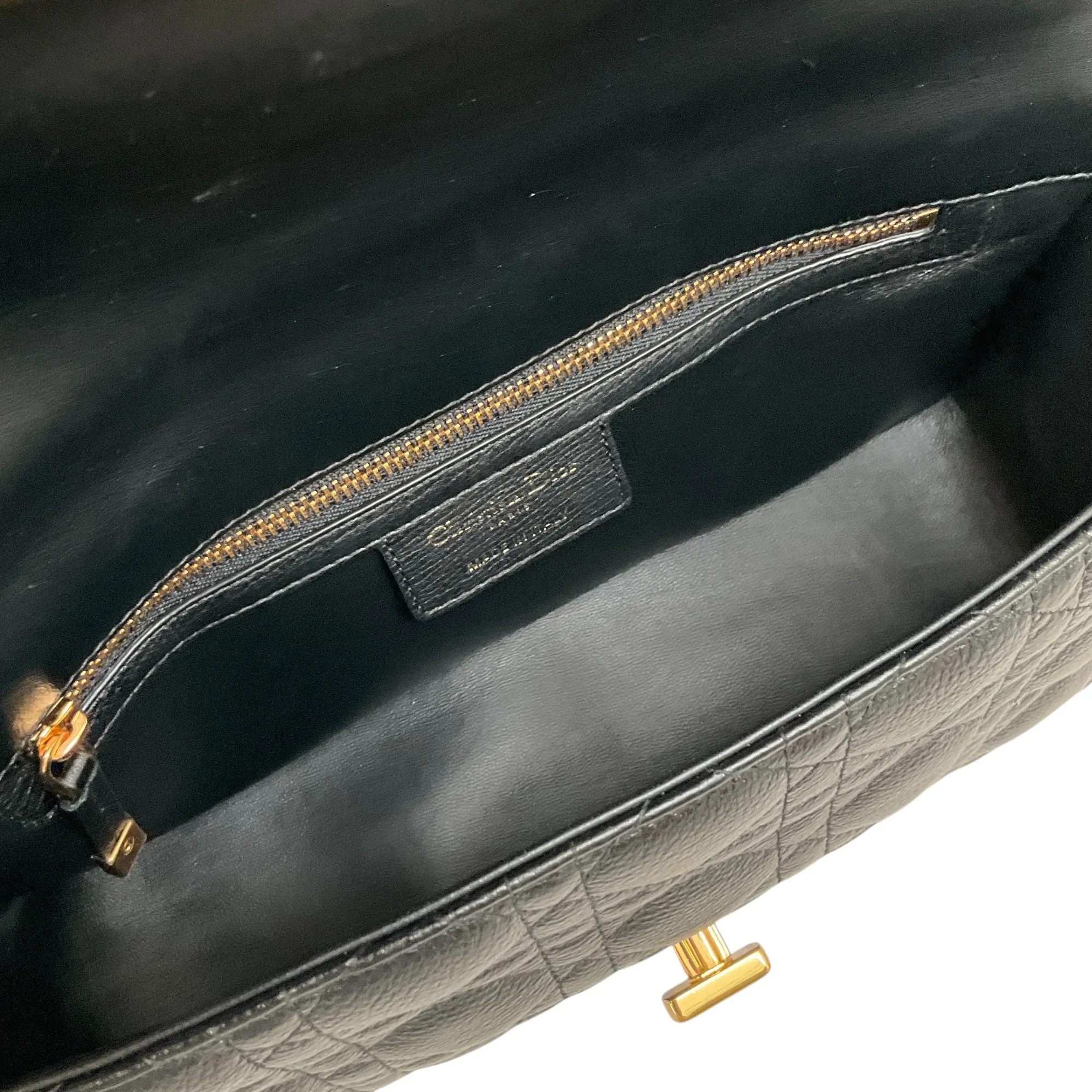 Christian Dior Black Calfskin Cannage Medium Caro Bag