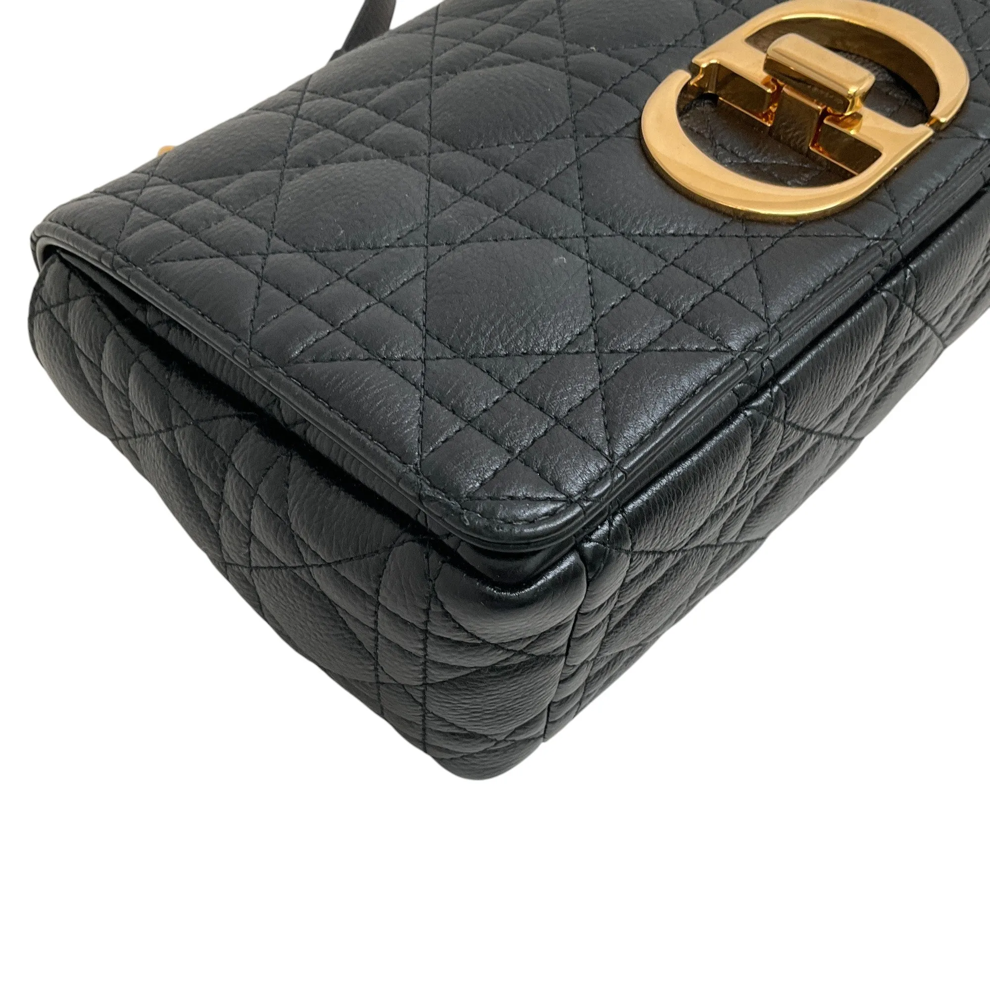 Christian Dior Black Calfskin Cannage Medium Caro Bag