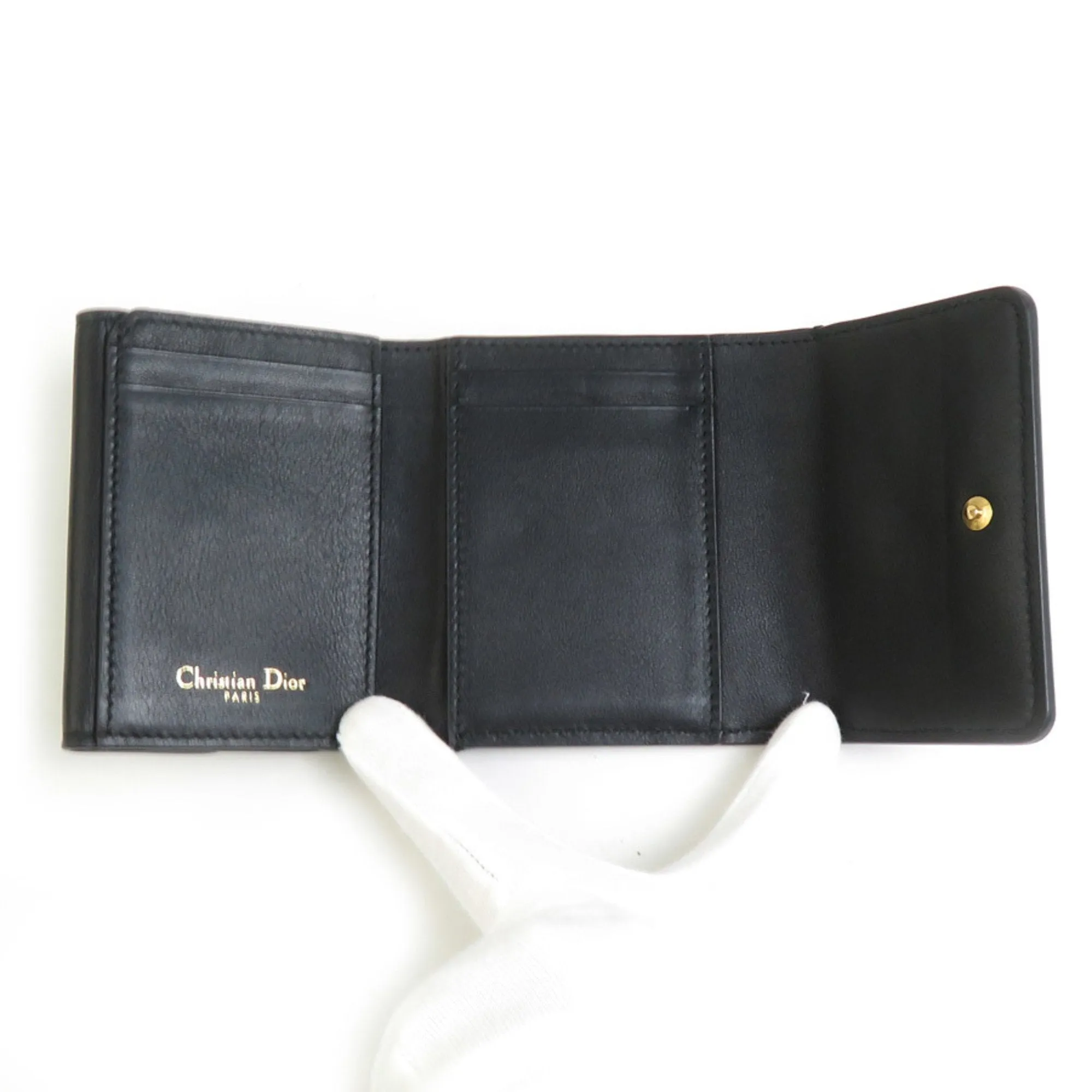 Christian Dior gold Leather Wallet (Tri-Fold) (Pre-Owned)