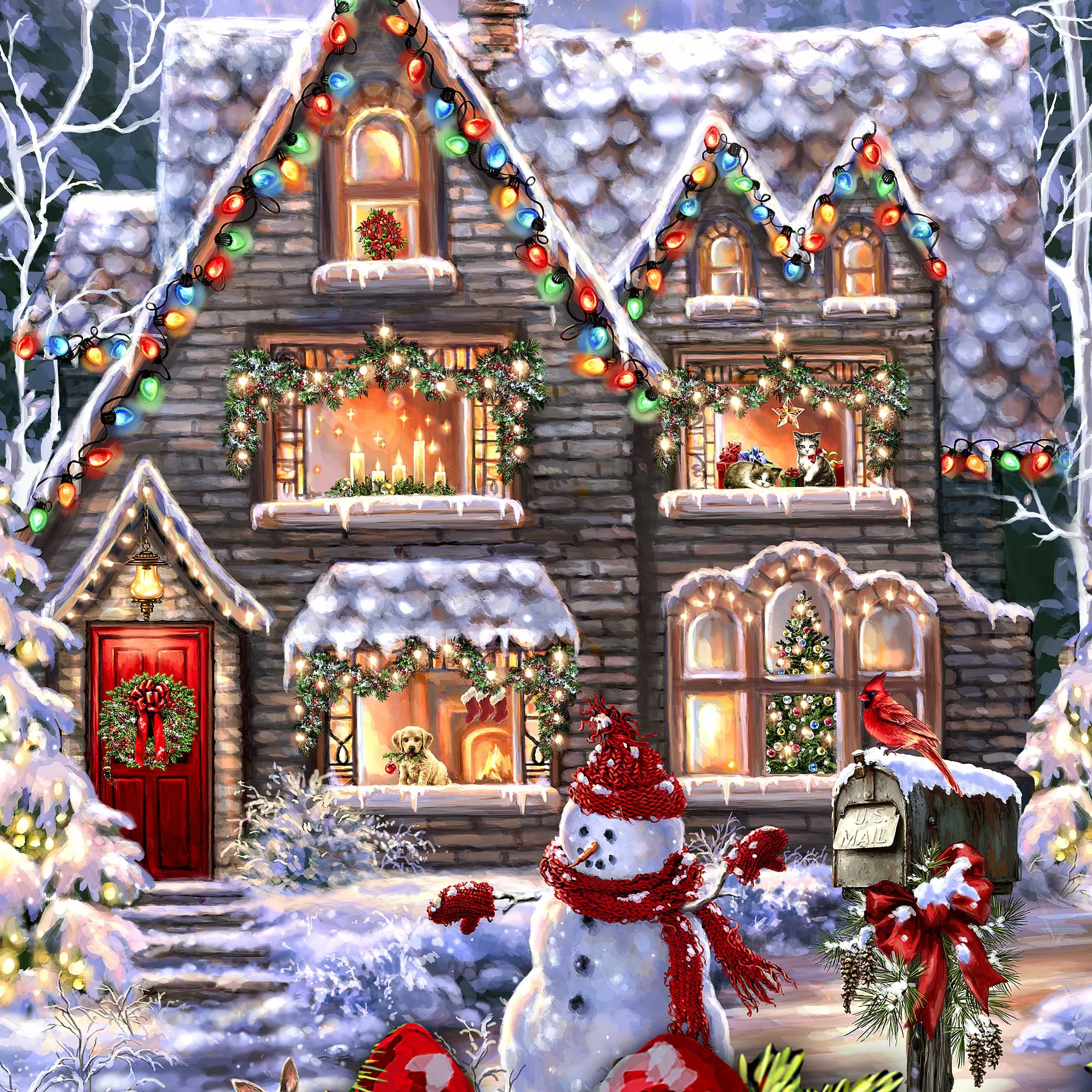 Christmas House Holiday Door Decor by D. Gelsinger