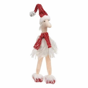 Christmas Red Sparkle Ostrich w/Dangle Legs Decorative Accessories promo online