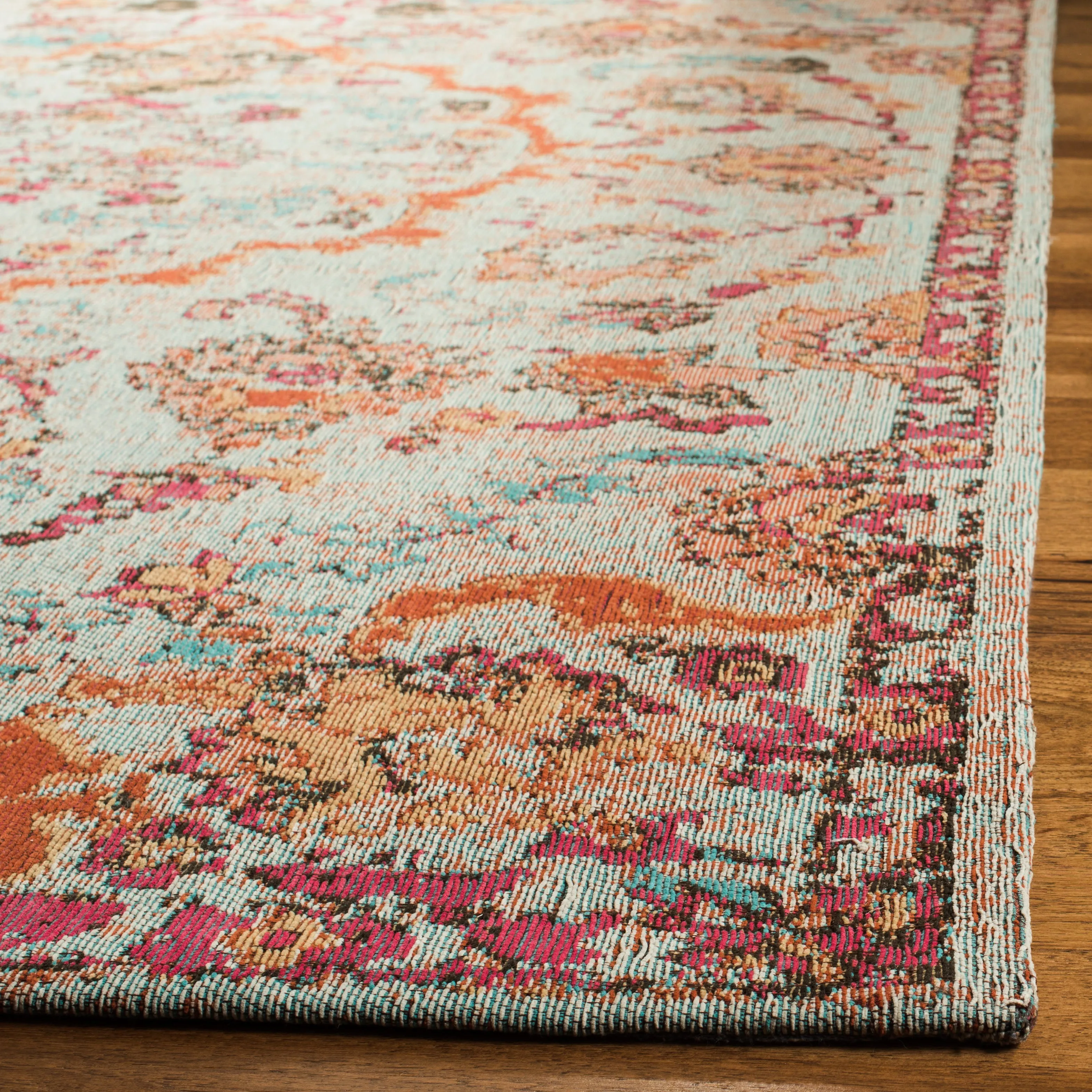 Classic Vintage Machine Made Area Rug, Red / Beige Traditional Style Easy Care