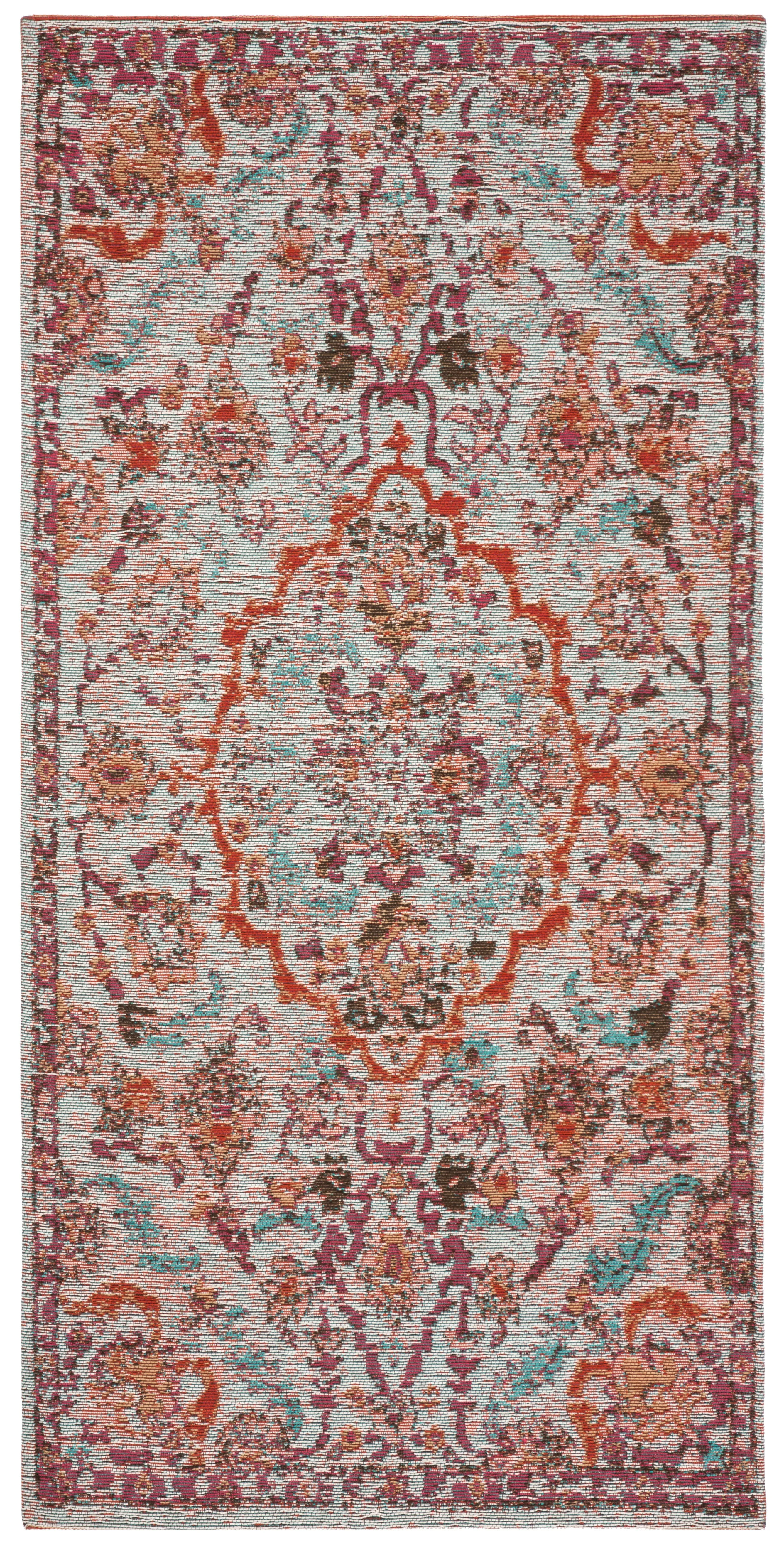 Classic Vintage Machine Made Area Rug, Red / Beige Traditional Style Easy Care