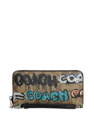 Coach Coach X Mint   Serf Long Zip Around Wallet In Signature Canvas