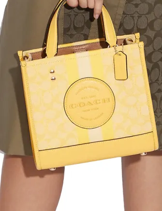 Coach Dempsey Tote 22 In Signature Jacquard With Stripe And Coach Patch