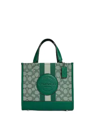 Coach Dempsey Tote 22 In Signature Jacquard With Stripe And Coach Patch