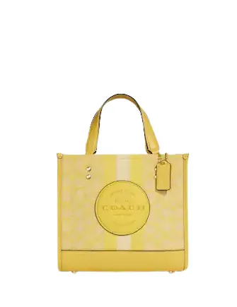 Coach Dempsey Tote 22 In Signature Jacquard With Stripe And Coach Patch