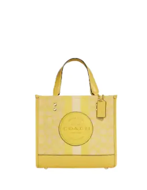 Coach Dempsey Tote 22 In Signature Jacquard With Stripe And Coach Patch