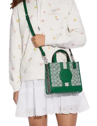 Coach Dempsey Tote 22 In Signature Jacquard With Stripe And Coach Patch