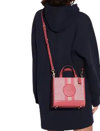 Coach Dempsey Tote 22 In Signature Jacquard With Stripe And Coach Patch