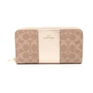 Coach gold Coated Canvas Leather Long Wallet (Bi-Fold) (Pre-Owned)